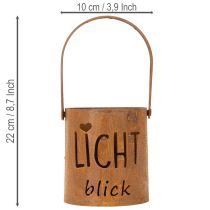 Artikel Metall Laterne Windlicht Edelrost Ø10,5cm H11cm mit Schriftzug 2 Stück