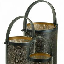 Artikel Deko-Laternen 3er-Set aus Metall mit Lochmuster H35,5/31/25cm Schwarz-Gold