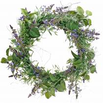 Artikel Mediterraner Lavendelkranz Ø50cm, Künstlicher Blumenkranz mit Lavendel und Rosmarin