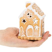 Artikel Teelichthalter Lebkuchenhaus aus Keramik 13cm Braun