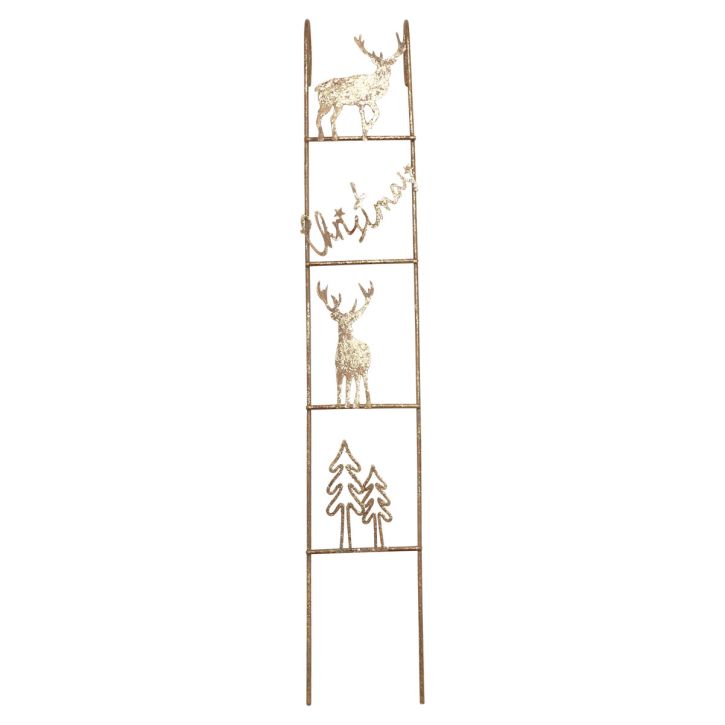 Artikel Hängedeko Weihnachtsleiter mit Hirschmotiv, Metall, 42,5×7×4cm, Gold