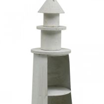 Artikel Leuchtturm aus Holz und Metall in Creme, Ø13 cm, H41,5 cm, maritime Dekoration