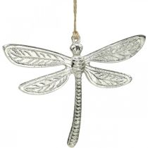 Libelle aus Metall, Sommerdeko, Deko-Libelle zum Hängen Silbern B12,5cm
