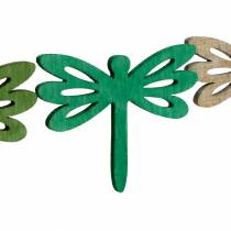 Libellen zum Streuen, Sommerdeko aus Holz, Tischdeko Grün 48St