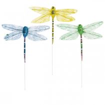 Artikel Sommerdeko, Libellen am Draht, Deko-Insekten Gelb, Grün, Blau B10,5cm 6 St