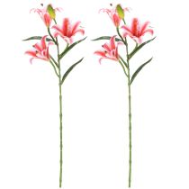 Artikel Künstliche Lilien aus Polyester im Zweier-Set, Rosa, 67 cm