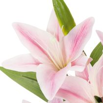 Artikel Künstliche Lilien Stielblumen 68 cm Rosa Grün 3er Set für Dekoration