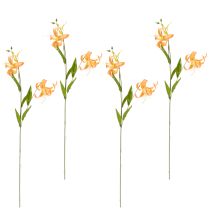 Artikel Kunstblumen Lilien aus Polyester und Kunststoff, 77 cm, Orange, 4er-Set