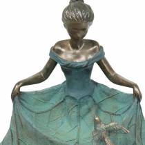 Artikel Vogeltränke Gartenfigur Mädchen im Blütenkleid, 33,5 cm, Polyresin, Bronze-Grün