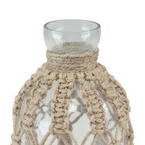 Artikel Makramee Flasche Glas Deko Vase Jute Natur Ø10,5cm H26cm