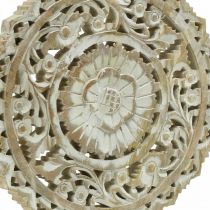 Mandala zum Stellen, Florale Holzdeko, Tischschmuck, Sommerdeko Shabby Chic Natur H39,5cm Ø30cm