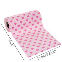 Artikel Manschettenpapier Rosa mit Herzmotiv 25 cm x 100 m für Dekoration