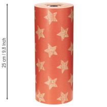 Artikel Manschettenpapier Rolle 25 cm x 100 m rot mit Sternenmuster Floristikbedarf