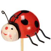 Artikel Marienkäfer Gartenstecker aus Holz, 4er-Set, Höhe 31 cm, Rot mit schwarzen Punkten