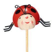 Artikel Marienkäfer Gartenstecker aus Holz, 4er-Set, Höhe 31 cm, Rot mit schwarzen Punkten