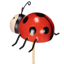 Artikel Marienkäfer Gartenstecker aus Holz, 4er-Set, Höhe 31 cm, Rot mit schwarzen Punkten