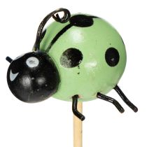 Artikel Marienkäfer-Dekofiguren aus Metall und Holz für Blumentöpfe, Ø 3 cm, Höhe 32 cm, 8-teilig, bunt sortiert