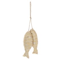 Artikel Maritime Hängedeko mit zwei Stroh- und Jutefischen, Naturfarben, Länge ca. 32 cm