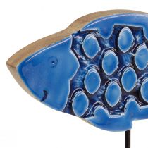 Artikel Maritimer Deko Holz Fisch auf Ständer Blau 25cm × 24,5cm
