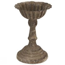 Artikel Metall Deko Schale auf Fuß Kelch Antik Grau Braun Ø12cm H18cm