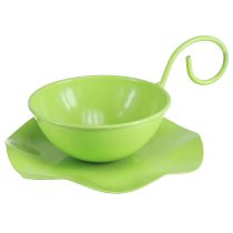 Artikel Metall Deko Tasse mit Unterteller Hellgrün H8cm Ø11,5cm 2St