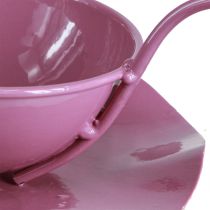 Artikel Metall Deko-Tasse mit Unterteller, Pink, H8 cm Ø11,5 cm, 2-teilig