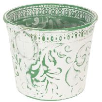 Artikel Metall-Pflanztöpfe mit Henkeln, 3er-Set, Weiß-Grün, Ø25,5/20,5/15,5 cm, H20,5/18,5/16 cm