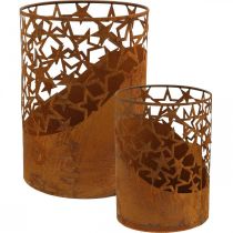 Metall Windlicht Edelrost Deko Sterne Ø15cm/20cm 2er-Set