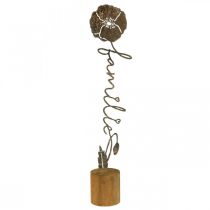 Metall Deko Blume Holzständer Schriftzug „Familie“ H40cm