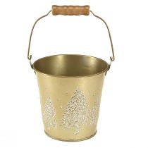 Metall Eimer Tannenbaum Übertopf Gold Ø12cm H11,5cm