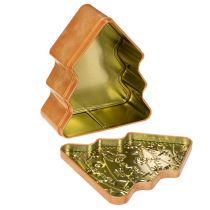 Artikel Weihnachtsdose Metall im Set Lebkuchenhaus und Tannenbaum, 14 cm hoch