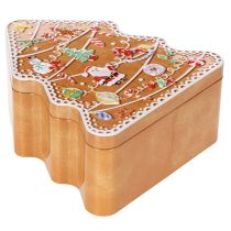Artikel Weihnachtsdose Metall im Set Lebkuchenhaus und Tannenbaum, 14 cm hoch