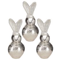 Artikel Deko-Hasen aus Metall in Silber – Osterdekoration 11 cm (3 Stück)