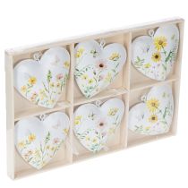 Artikel Herz Anhänger aus Metall mit floralen Mustern 7 cm, Weiß, 6er-Set, Wanddekoration