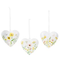Artikel Herz Anhänger aus Metall mit floralen Mustern 7 cm, Weiß, 6er-Set, Wanddekoration