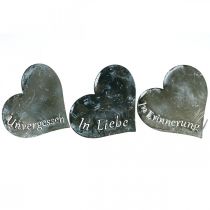 Artikel Trauerstecker Herzen “Unvergessen” „In Liebe" “In Erinnerung”, Metalldeko, Silbern 8×7cm 12 St