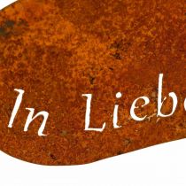 Trauerfloristik, Herzstecker “In Erinnerung” „In Liebe" „Unvergessen”, Metalldeko Edelrost 8×7cm 12St