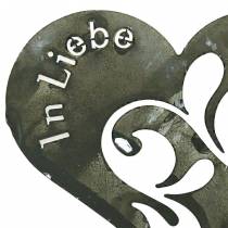 Artikel Trauerstecker Herz „In Liebe" Silber, Weiß gewaschen Metall Ø11cm 12St