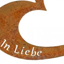 Herzstecker “In Erinnerung” „In Liebe" „Unvergessen”, Trauerdeko, Metall Edelrost 8×7cm 12St