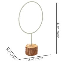 Artikel Deko-Ring aus Metall auf Holzsockel 43 cm grau-grün
