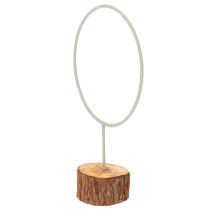 Artikel Deko-Ring aus Metall auf Holzsockel 43 cm grau-grün