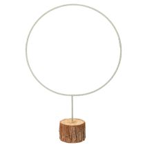 Artikel Dekoring aus Metall auf Holzsockel Ø 36 cm, H 52 cm, grau