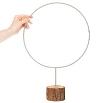 Artikel Dekoring aus Metall auf Holzsockel Ø 36 cm, H 52 cm, grau