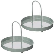 Artikel Rundes Metalltablett mit Griff 18 cm Hellgrün für Küche und Tisch
