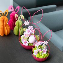 Artikel Pflanzschale aus Metall Hase Grün 34cm und 25cm 2er-Set für Frühlings- und Osterdekoration