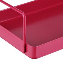 Artikel Rechteckiges Tablett aus Metall 25 cm Pink mit Griffen für Dekoration und Organisation