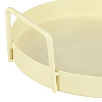 Artikel Rundes Tablett aus Metall mit Griffen 22 cm hellgelb