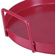 Artikel Rundes Metalltablett mit Griffen 22 cm Rot für Innen- und Außenbereich