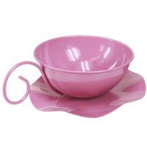 Artikel Metalltasse mit Unterteller Ø16cm H9cm Rosa Dekoschale Innenbereich 2er-Set