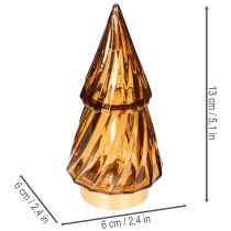 Artikel Glas Weihnachtsbaum LED 13 cm Braun-Gold Batteriebetrieben 2er Set Innenbereich